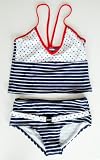 Girls/Young Miss 2 Pc Tankini Swimsuit with Faux Belt in Red/White/Blue. Sizes 4-18