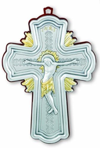 Sterling Silver Fancy Byzantine Crucifix, Wall Cross, Made in Italy, 6" x 4" Great for Confirmation, RCIA, Wedding Gift, or New Home