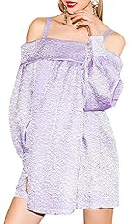 Polyester Above the Knee Empire   Waistline Puff Sleeves Summer Mini Dress 