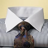 Imperial 100s Bengal Stripe White Windsor Spread Collar Dress Shirt
