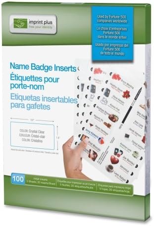Imprint Plus Mighty Badge Insert Sheet - 1.5" x 3" - 60 / Pack - Clear