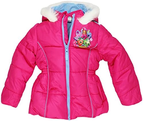 Shopkins Little Girls Puffer Coat Jacket (6X, Sweet Pink)