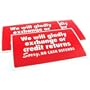 3 No Cash Refunds Display Signs Window Showcase Units