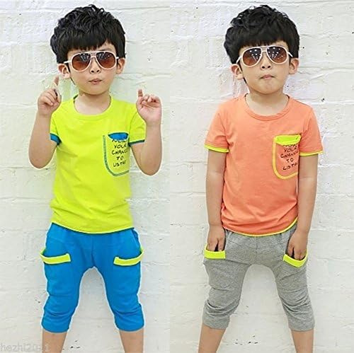 2Pc Boys Shirt Pants Kids Outfit Child T-Shirt Short Sleeve Summer Clothes Suits