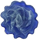 Colorful Recycled Art Glass Cobalt Blue Wave Rim Plate 13.75"D