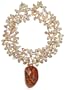 Sterling Silver Orange Keshi Pearl w/ Carnelian & Fire Agate Pendant, 17"