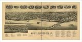 Historic Fort Madison, Iowa, c. 1889, Bird's Eye View Map, Unframed, S-MU