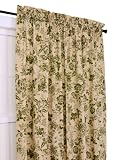 Ellis Curtain Palmer Floral Toile 50-Inch-by-63-Inch Tailored Panel with Tieback, Green