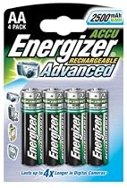 Energizer Reachargable Advanced AA Size NIMH, 2500MAH, 1.2V , 4 Batteries in a pack