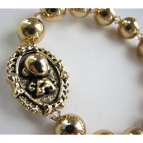 Tarina Tarantino X Kidrobot Metallic Bead And Crystal Stretch Bracelet With Metal Munny Cameo --...