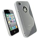 igadgitz Kristall Gel (TPU thermoplastisches Polyurethan) dauerhafte Schutzhülle Etui Case Tasche Hülle in Farbe Transparent Klar, mit gemischter Oberflächenstrucktur und rutschfesten Seiten für Apple iPhone 4 HD 16gb & 32gb + Display Schutzfolie
