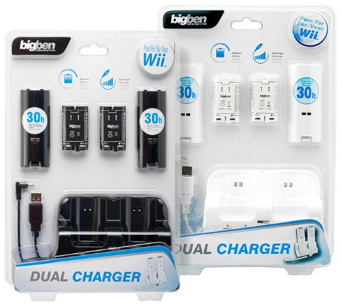 Wii - Dual Charger Ladestation inkl. Akkus und Batteriefachdeckel (farblich sortiert wei&szlig;/schwarz, keine Farbwahl m&ouml;glich)