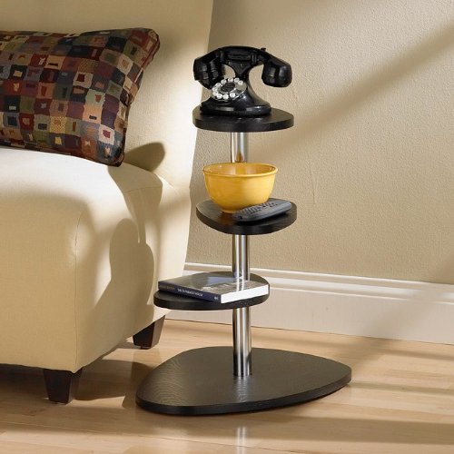 Wooden Grain Accent Table - Espresso