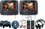 New Black Color Pair Headrest 9" LCD Car Monitors with DVD players 2 Dual Channel Headphones! USB SD Inc. 32 Bit Game and 2 Wireless game controllers 8 Bit Game and 4 Wired Controllers RCA Video input & RCA Video OutPut!