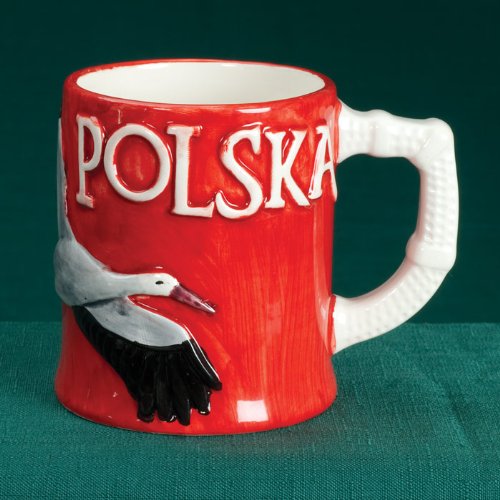 Hand-Painted Ceramic 11oz Mug - POLSKA & Stork (Poland)