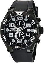 Invicta Pro Diver Men's Quartz Watch with Black Dial  Chronograph display on Black Pu Strap 15397