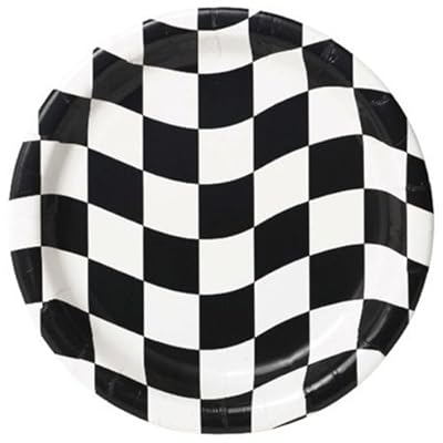 Creative Converting Round Dessert Plates, Black and White Check