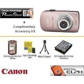 Canon PowerShot SD960 IS 12.1MP Digital Camera (Pink) With Essential Powershot Accessory Package Includes Extended Life Spare Battery Pack, Card Reader, LCD Screen Protectors + More