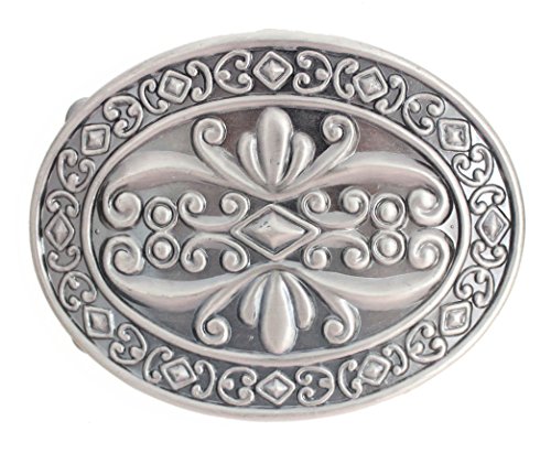 M53 - Toneka Western Cowboy Decorative Pattern Oval Belt Buckle Gun Metal