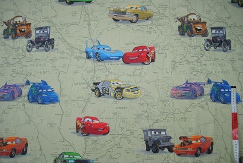 0,5 m * 1,4 m STOFF CARS grün
