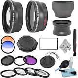 Professional Accessory Kit for PANASONIC Lumix DMC-LX5 & LEICA D-Lux 5 - Includes: 0.45X Wide Angle (w/ Macro Portion) and 2X Telephoto High Definition Lenses + Lens Adapter Tube + Auto Lens Cap + Glass LCD Screen Protector + Filter Kit (UV, Polarizer, Fluorescent) + Macro Close-Up Set + Color Filter Kit (Warming, Blue) + Rubber Lens Hood + Center Pinch Lens Cap + Lens Cleaning Kit Camera w/ Lens Pen + Premium MagicFiber Microfiber Cleaning Cloth