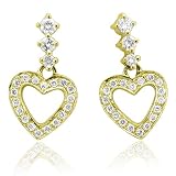 14k Yellow Gold Journey Heart Drop Diamond Earrings (HI, I, 0.36 carat)