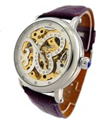 Youyoupifa Purple Synthetic Leather Strap Automatic Mechanical Womens Watch Girls Watch