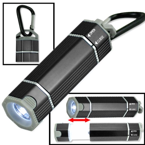 Neiko 2-in-1 Flashlight and Lantern Nichia LED Flashlight with Hanging Carabiner Clip, 1xAA, Graphite