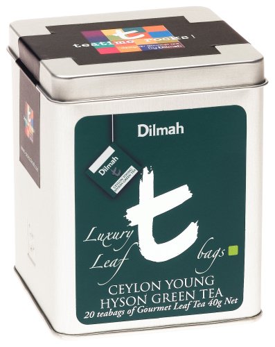 Dilmah Ceylon Young Hyson Green Tea, 20-Count Luxury Leaf T-Bags, 1.4-Ounce Tins (Pack of... by Dilmah
