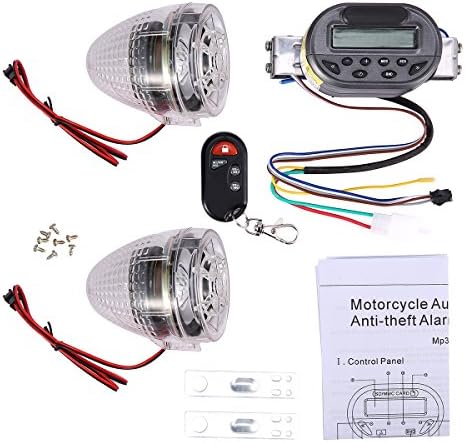 Luxqueen Motorcycle Audio Anti-theft Alarm Guard with FM Radio MP3 Player and USB Mobile Charge(White)