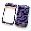 RIM BlackBerry Storm 9530 Thunder 9500 Snap On Protector Hard Case Shiny "Black & Purple Zebra" Design