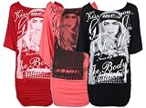 New Ladies Gorgeous Print Batwing Sleeve Top S/M-M/L