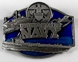 United States Navy Enamel Pewter Belt Buckle