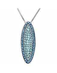 Sterling Silver Blue Fade Oval Pendant-Necklace made with Sarovski Elements 18 inch
