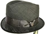 CHRISTY'S CROWN SERIES DON FEDORA BOSS SPRING BLACK DIAMOND CROWN TOYO REX POLKA DOT SILKY TIE HAT...