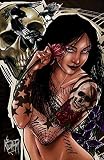 Bird of Prey by Kris Chisholm Topless Tattooed Skull Woman Canvas Fine Art Print