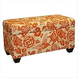 Upholstered Storage Bench in Canary Tangerine