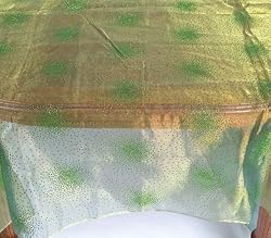 Pack of 2 Green Glittered Polka Dot Sheer Organza Table Cloths 120"