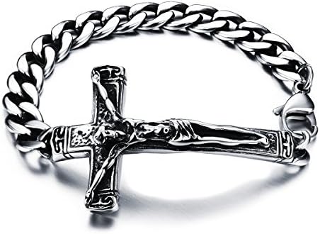 Hacart Jewelry - Cross Jesus Link Bracelet With Faux Gift Pouch