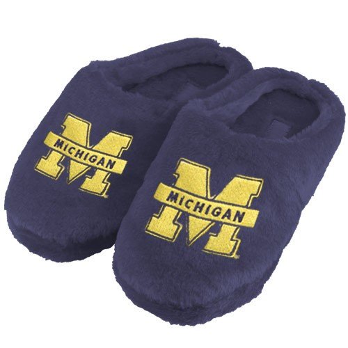 Michigan Wolverines Navy Blue Ladies Fuzzy Slippers