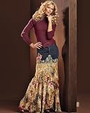 Lace-trim flared skirt