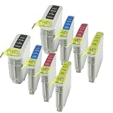 8 Pack Remanufactured Ink Cartridge Replacement for HP 10/82XL (2 Black, 2 Cyan, 2 Yellow, 2 Magenta) + Glue Stick.