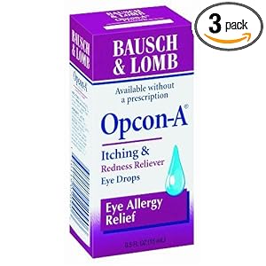 Opcon-A Eye Drops for Eye Allergy Relief, 2-Count Packages of 0.5-Ounce Bottles (Pack of 3) by Bausch & Lomb