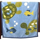 CoCaLo Turtle Reef Soft and Cozy Blanket, Aqua/Green