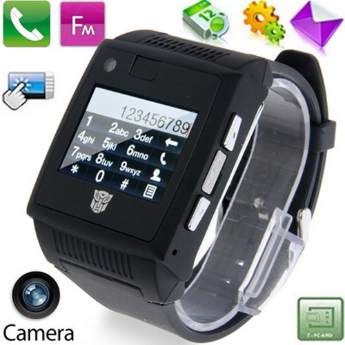 H2 Transformers Style Bluetooth / Fm Radio Watch Phone with Camera 1.5 Inch TFT Touch Capacitance Screen Phone Single SIM Card Quad Band Network: Gsm850/900/1800/1900mhz (Black)