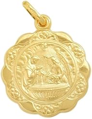 14 Karat Gold Inscribed Religious Baptismal Medal Medallion with chain