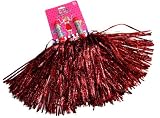 Red Tinsel Pom Poms Sparkly Cheerleader