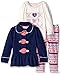 Kids Headquarters Girls' Navy Jacket with Tee and Printed Pants Set
