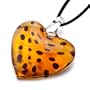 Murano Glass Light Yellow Spotted Heart Pendants
