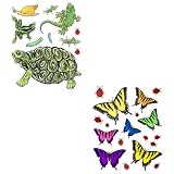Instant Murals 18 Vibrant Butterflies and Ladybug Wall Transfers and 10 Turtle, Frog, Garden Critters Wall Transfers